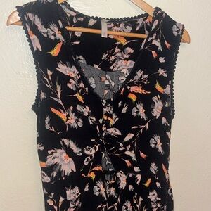 Black and Floral Print Romper